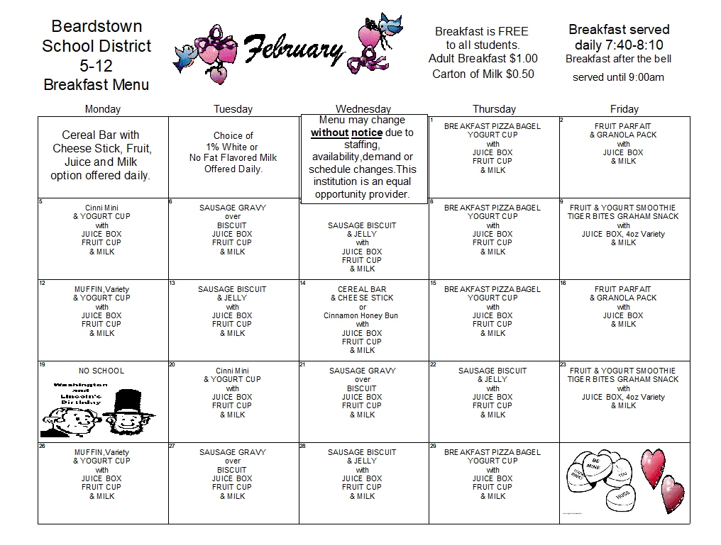 Beardstown CUSD 15 Lunch Menus